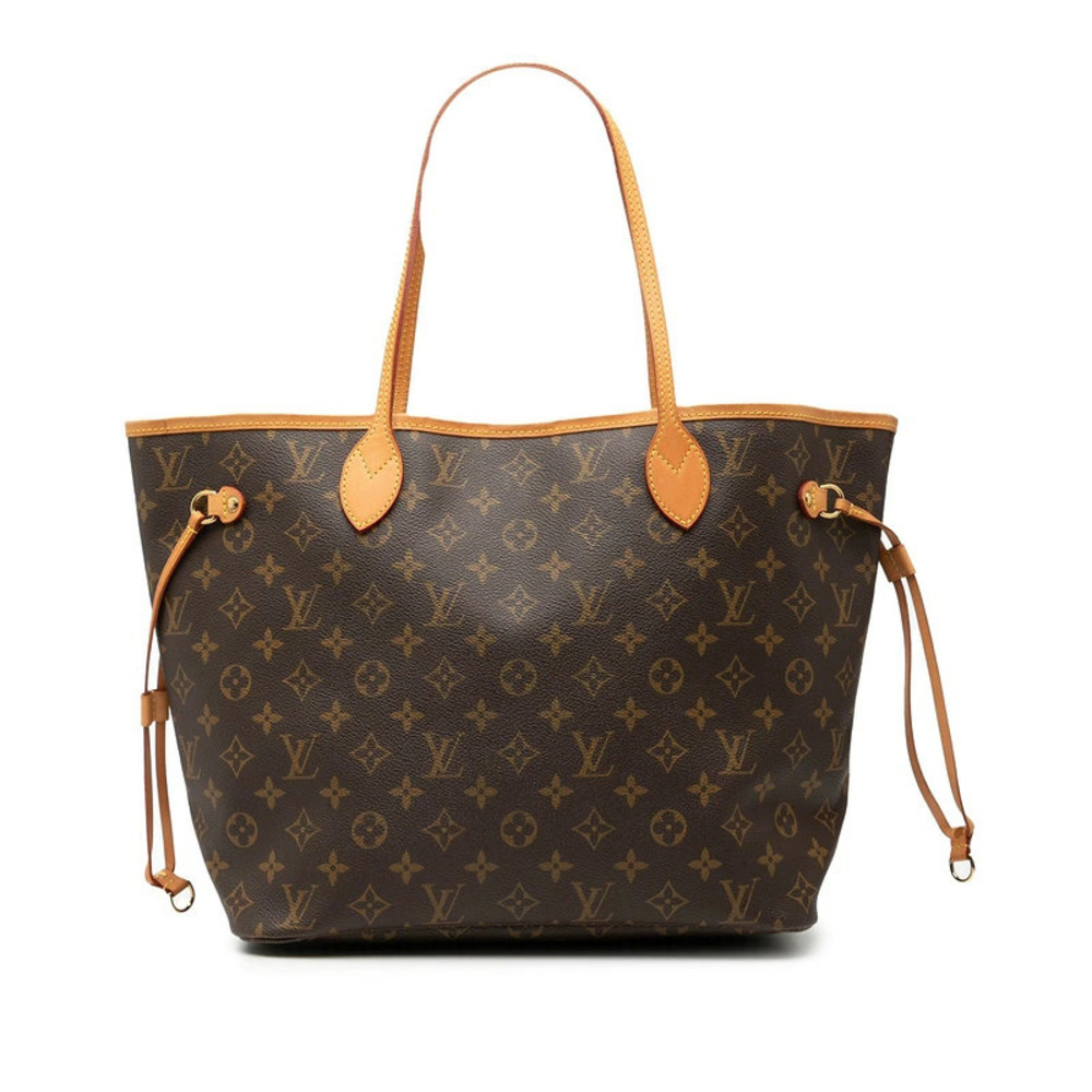 Louis Vuitton Monogram Neverfull Shoulder Bag Tote Brown Leather